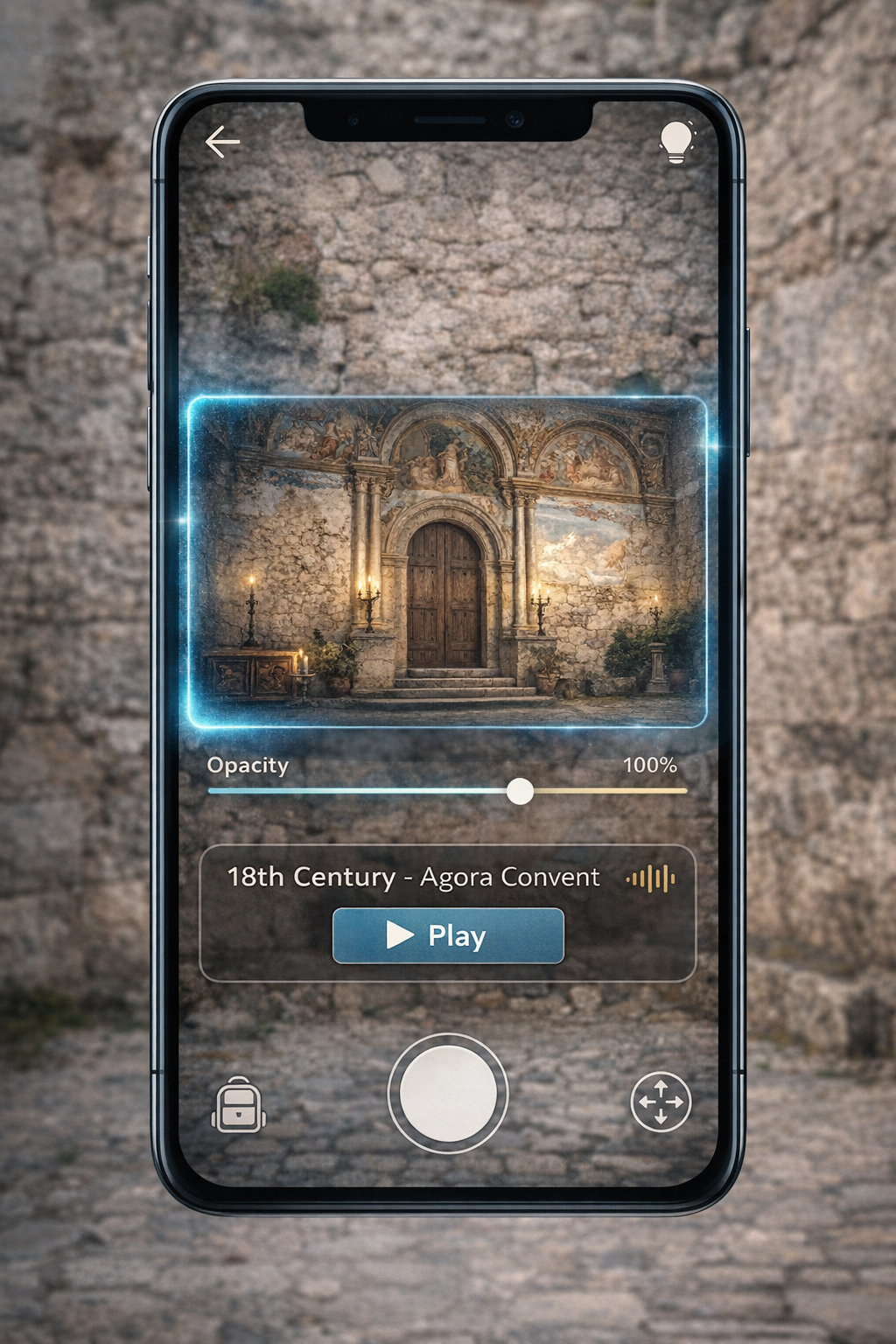 Interfaz de AR con control de opacidad e historia sonora